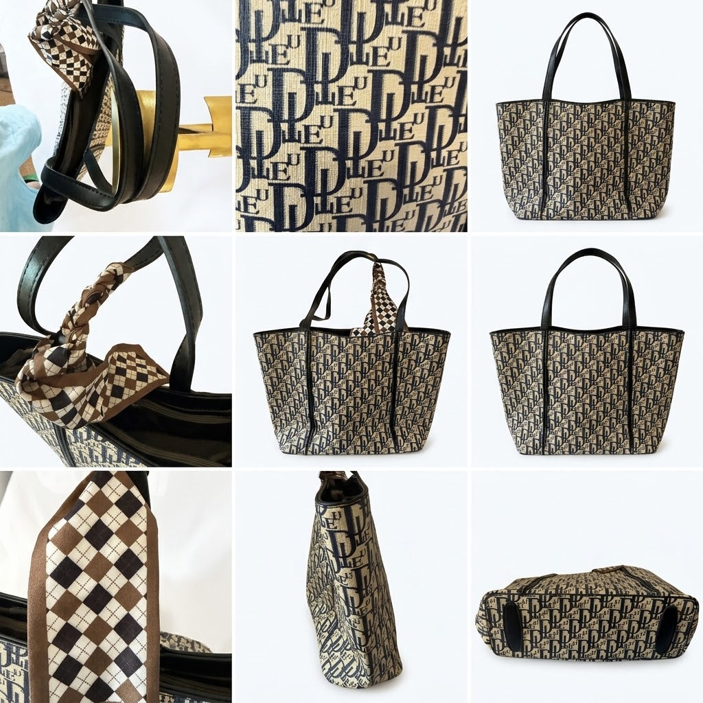 Christian Dior Vintage Trotter Romantique Large Tote — 15 x 12 Designer Handbag