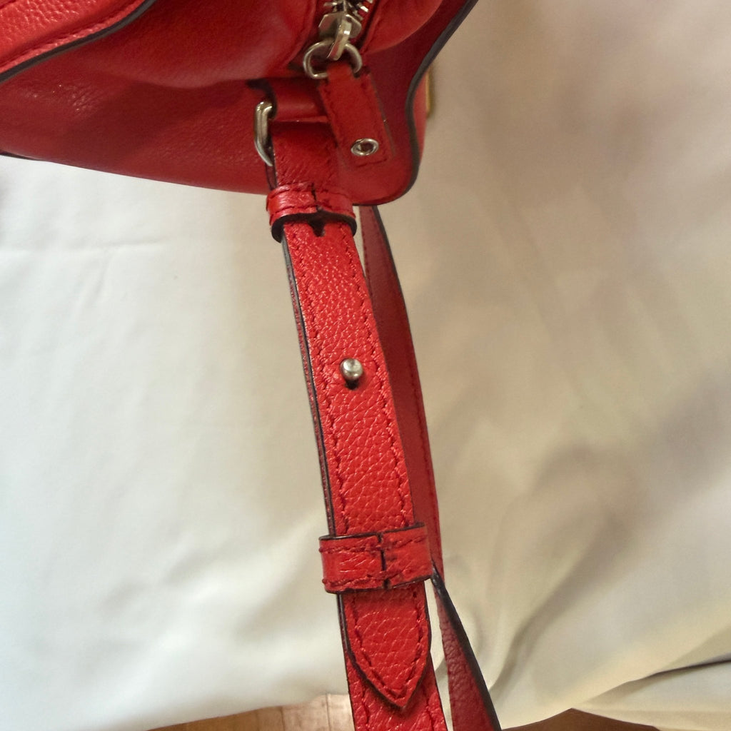 Alexander McQueen Skull Charm Top-Handle Handbag — Red/Silver - Vale & Row