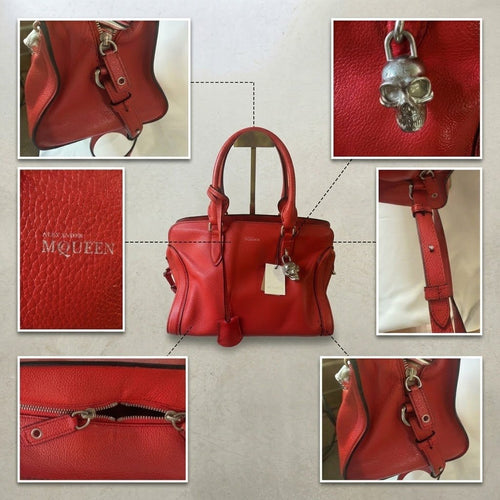 Alexander McQueen Skull Charm Top-Handle Handbag — Red/Silver - Vale & Row