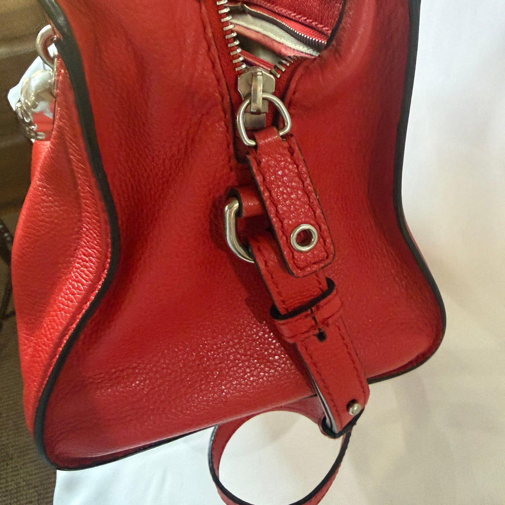 Alexander McQueen Skull Charm Top-Handle Handbag — Red/Silver - Vale & Row