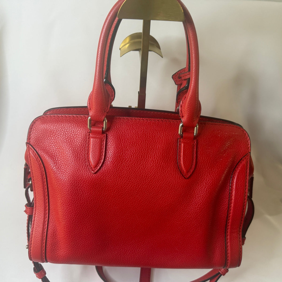 Alexander McQueen Skull Charm Top-Handle Handbag — Red/Silver - Vale & Row