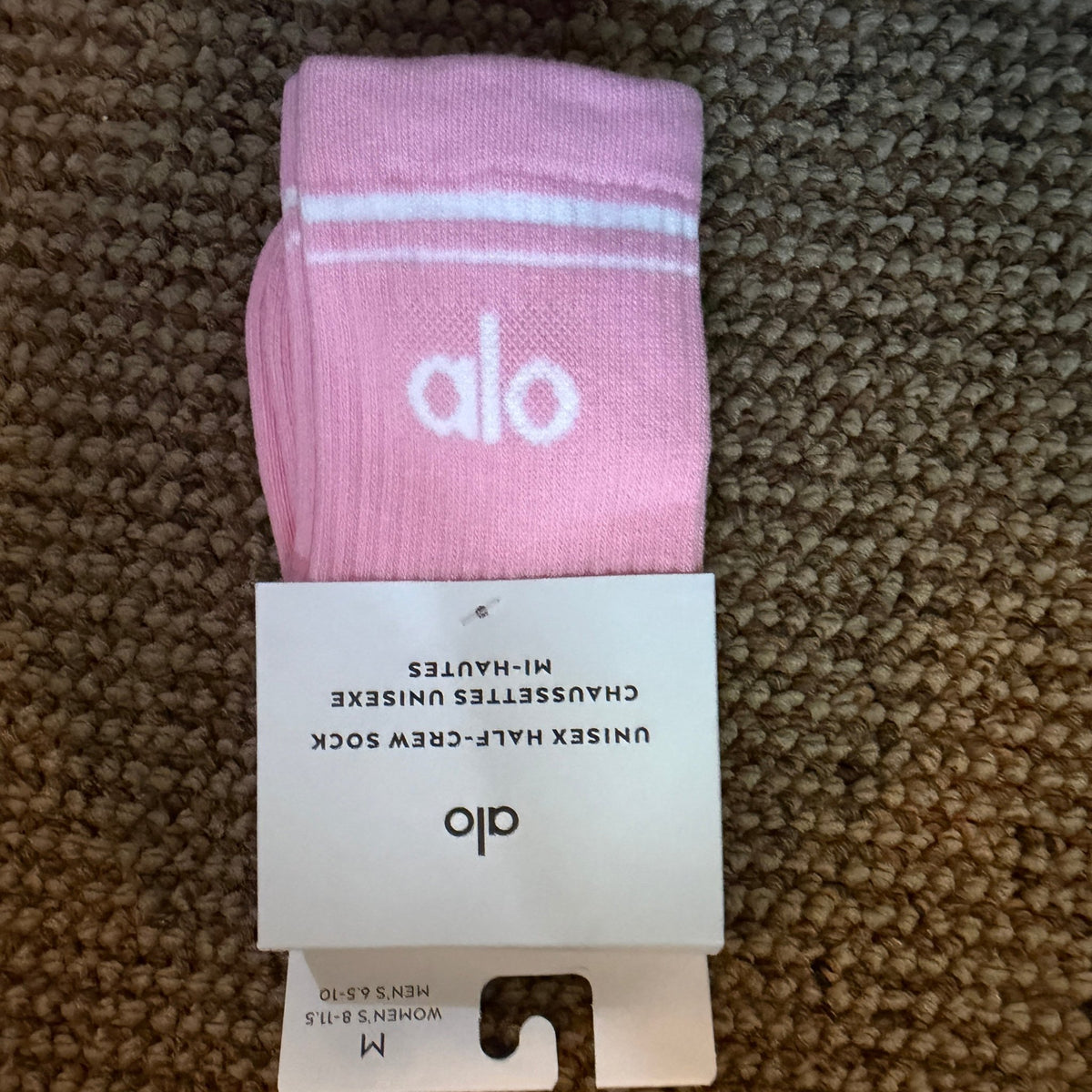 Alo Yoga Unisex half-crew throwback socks Sweet Pink / White M - Vale & Row
