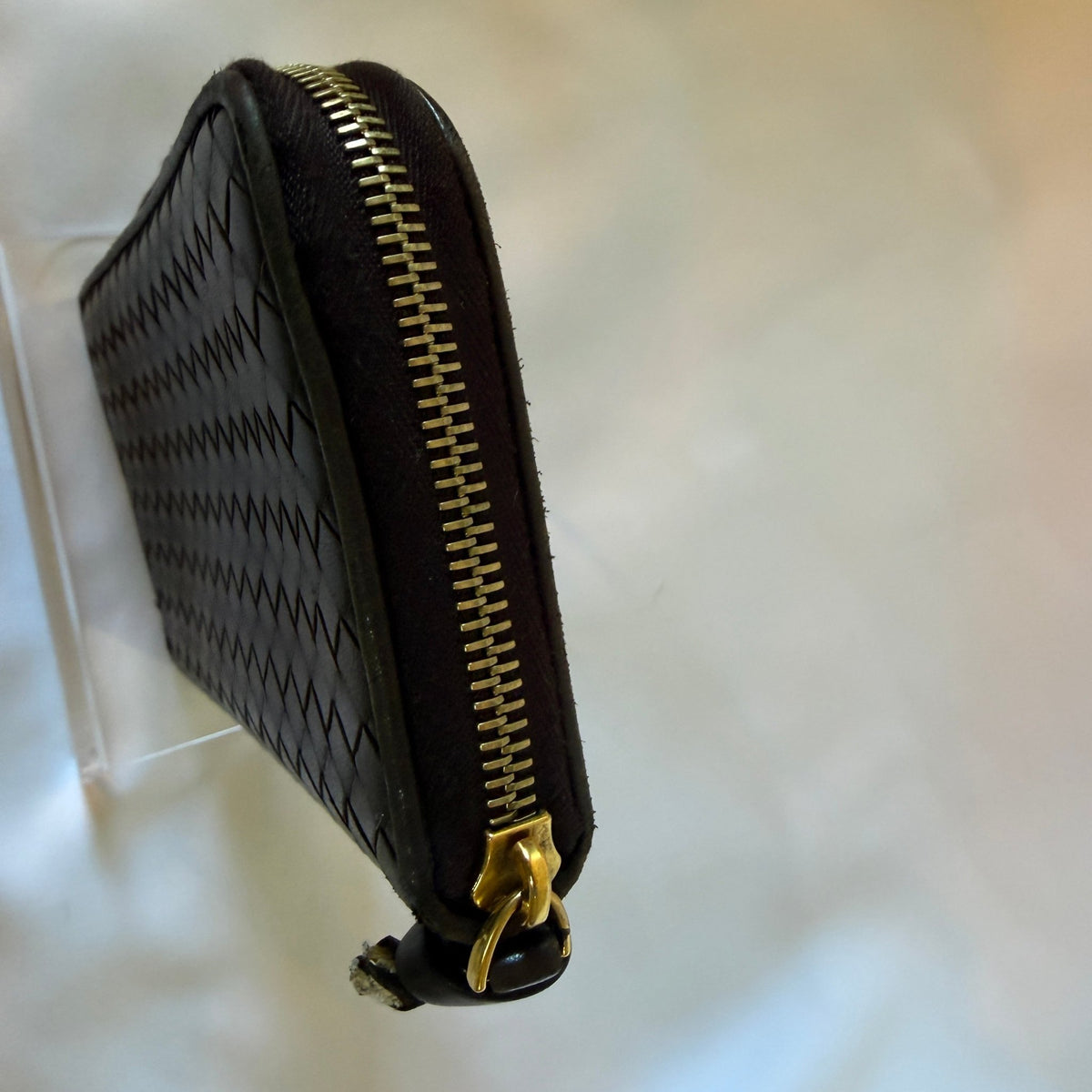 Bottega Veneta Intrecciato Zip-Around Wallet — Dark Brown - Vale & Row