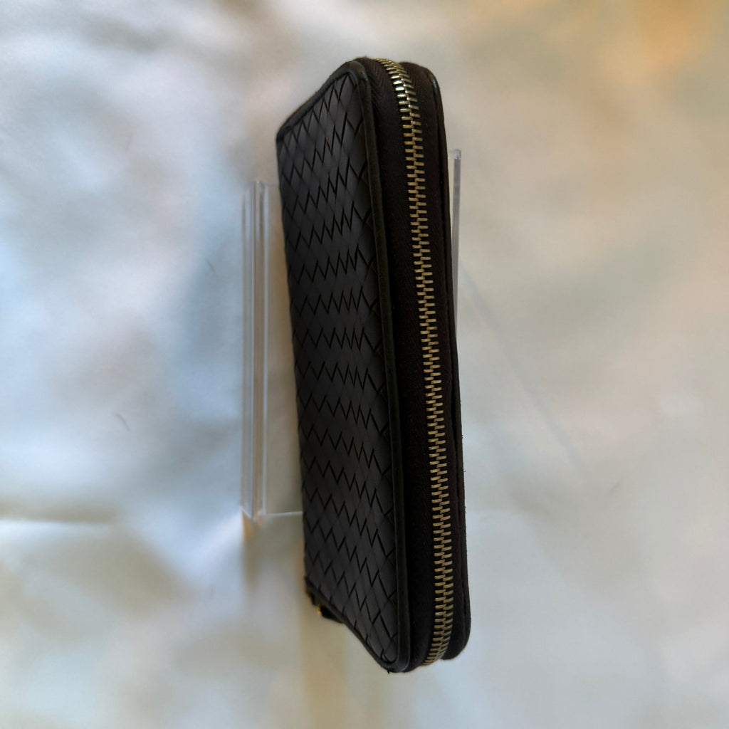 Bottega Veneta Intrecciato Zip-Around Wallet — Dark Brown - Vale & Row