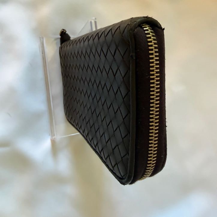 Bottega Veneta Intrecciato Zip-Around Wallet — Dark Brown - Vale & Row