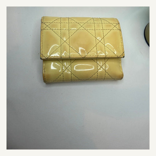 Christian Dior Lotus Cannage Quilted Compact Wallet – Yellow Glossy Leather, Pre-Owned - Vale & Row