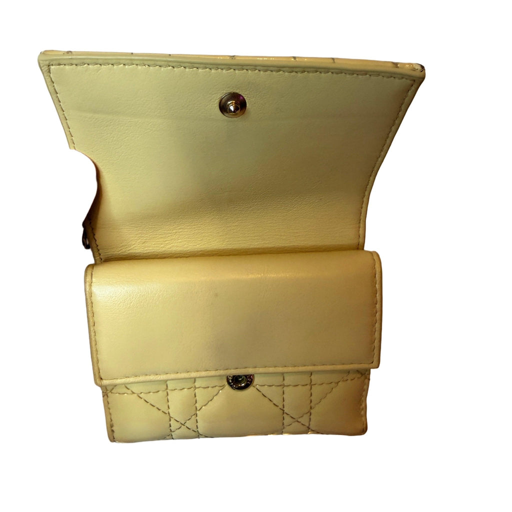 Christian Dior Yellow Cannage Quilted Compact Wallet - Vale & Row