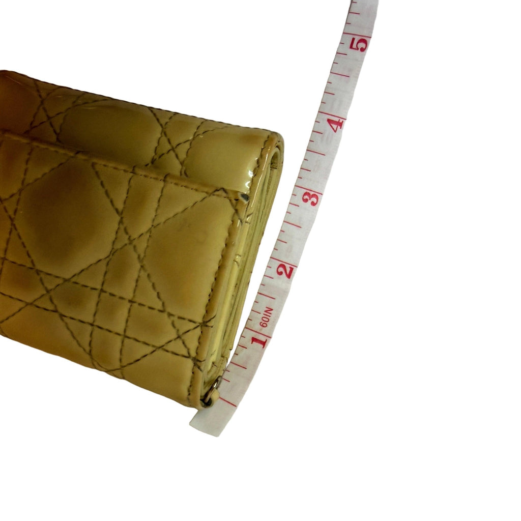 Christian Dior Yellow Cannage Quilted Compact Wallet - Vale & Row