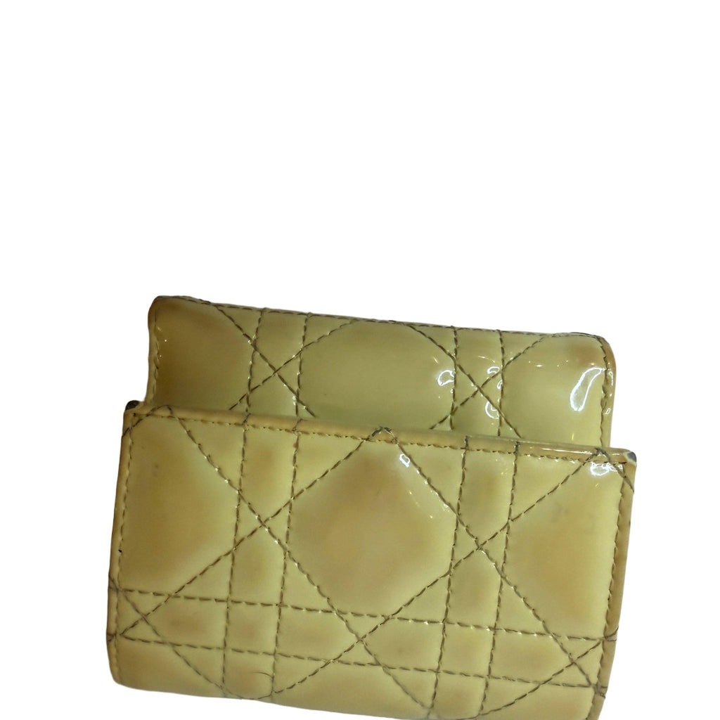Christian Dior Yellow Cannage Quilted Compact Wallet - Vale & Row