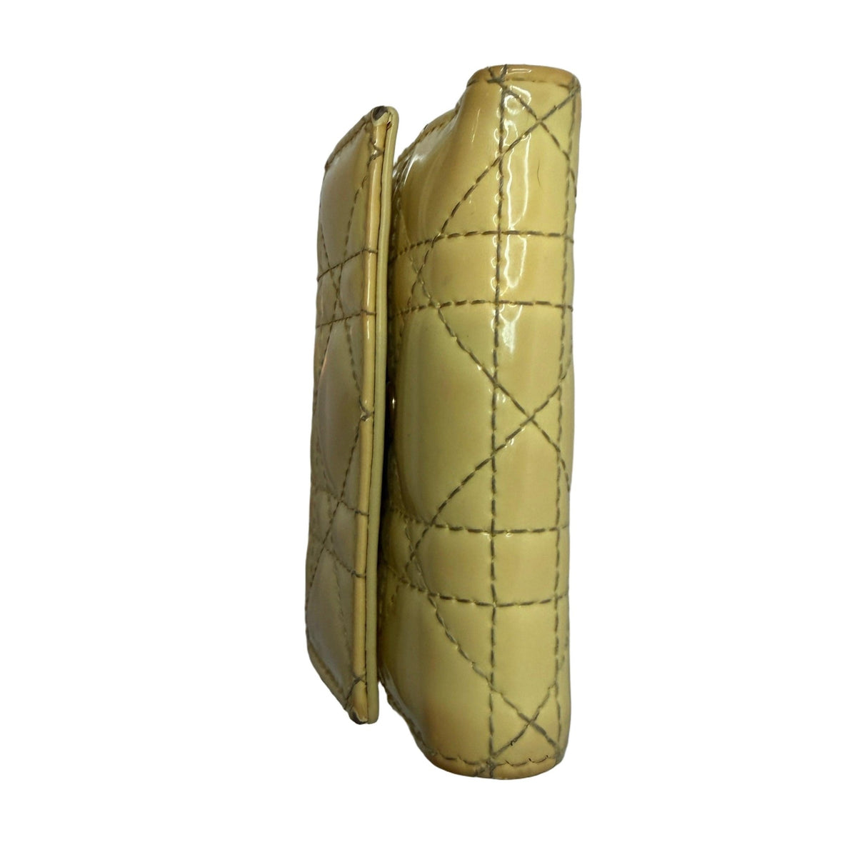 Christian Dior Yellow Cannage Quilted Compact Wallet - Vale & Row