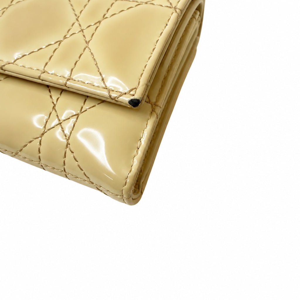 Christian Dior Yellow Cannage Quilted Compact Wallet - Vale & Row