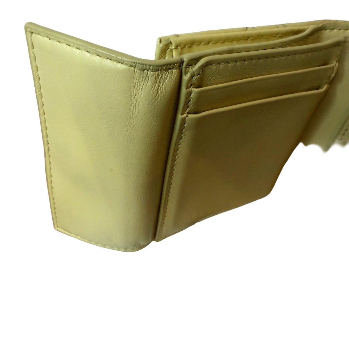 Christian Dior Yellow Cannage Quilted Compact Wallet - Vale & Row