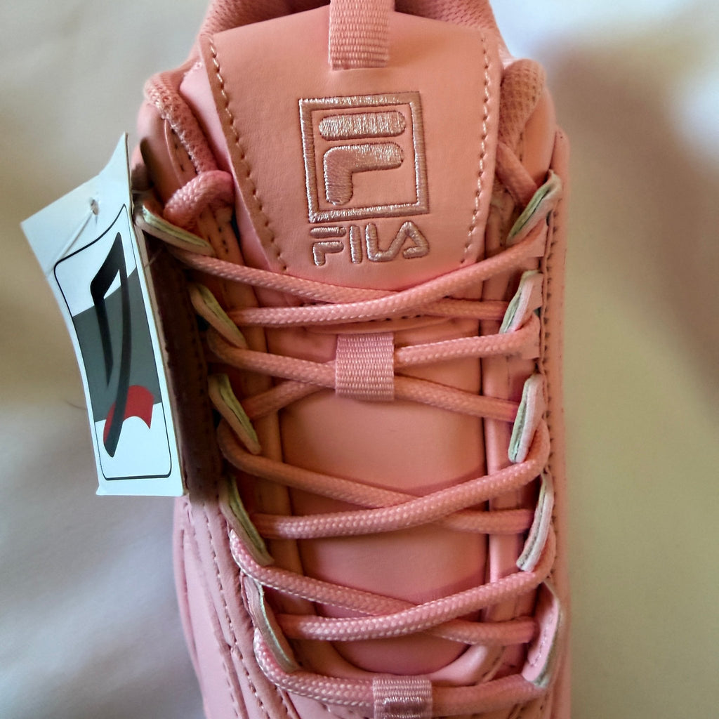 Fila Disruptor II Premium Sneakers — Pink/Coral, Kids US 3 - Vale & Row