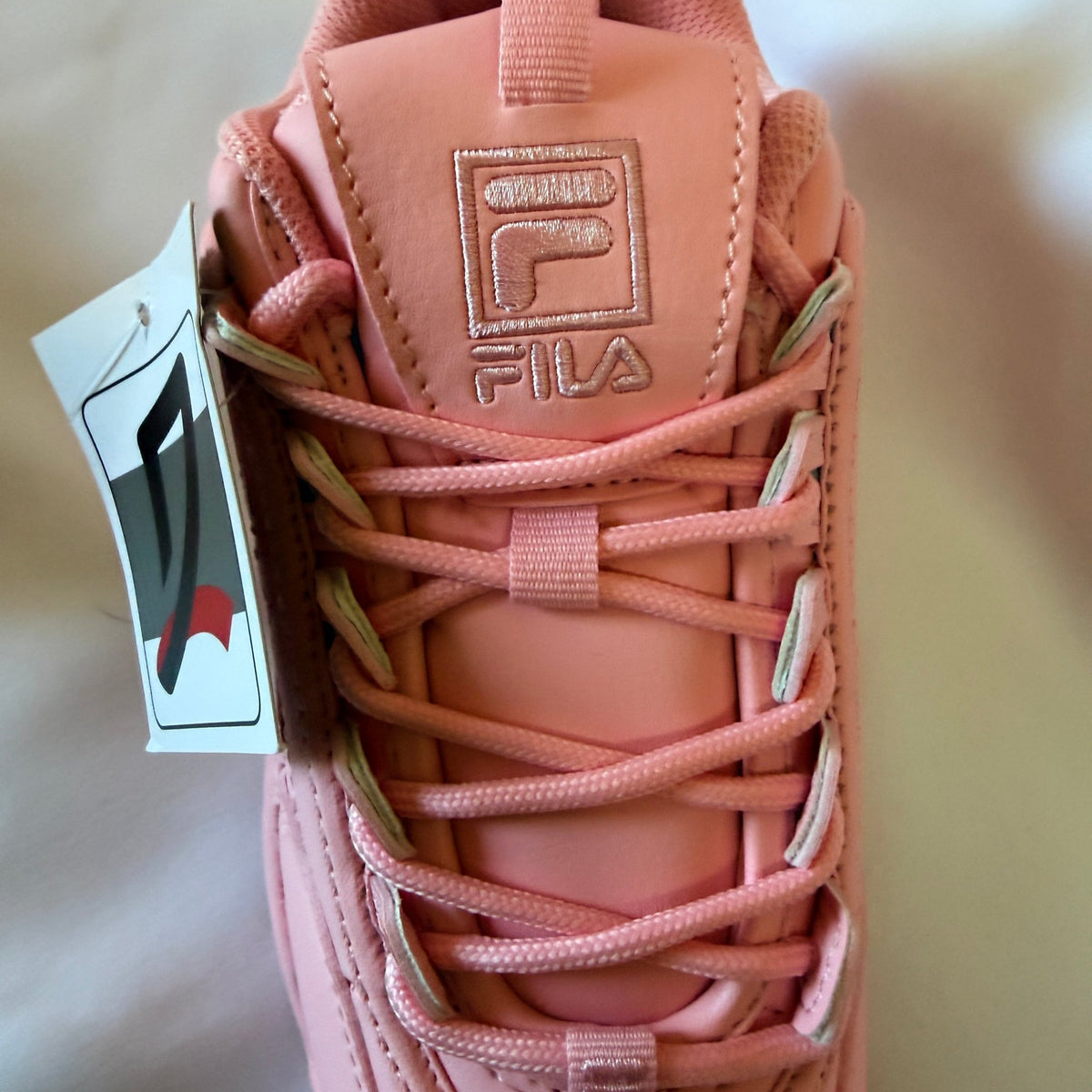 Fila Disruptor II Premium Sneakers — Pink/Coral, Kids US 3 - Vale & Row