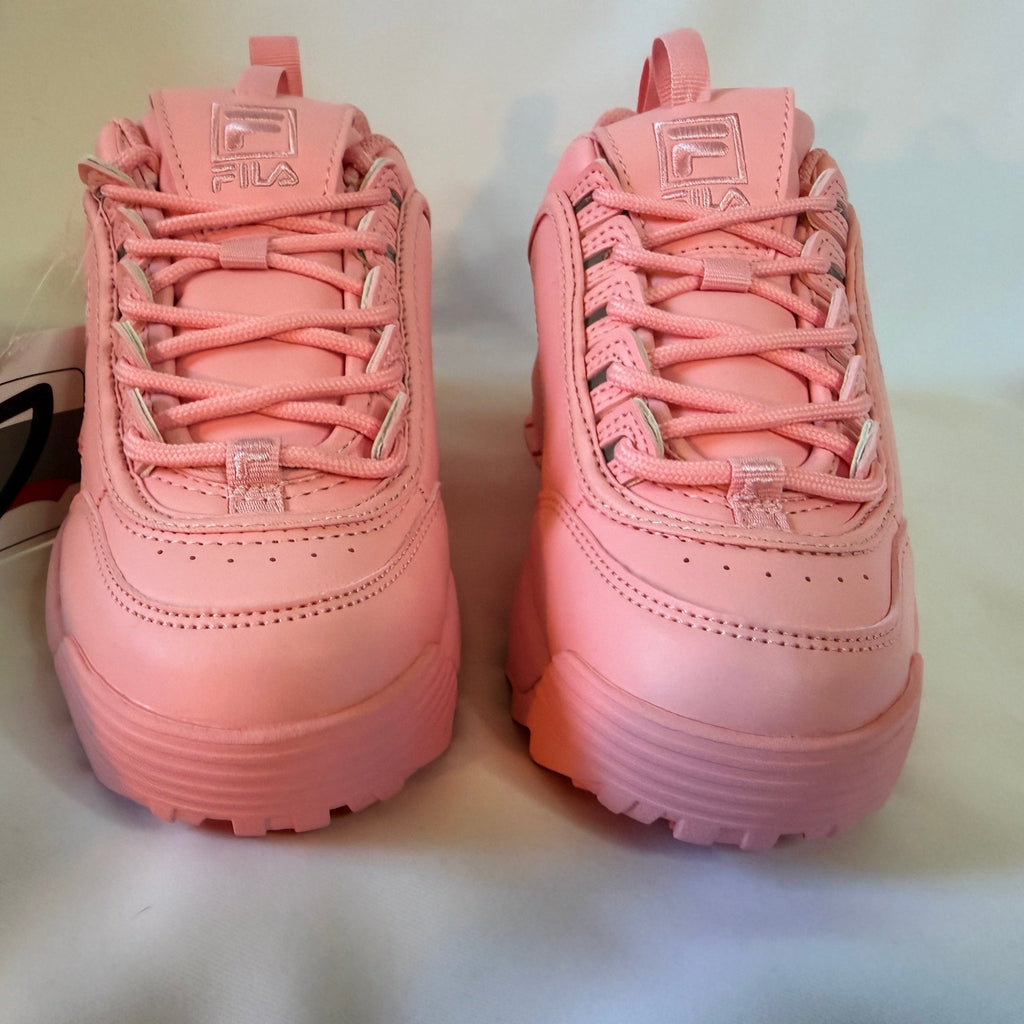 Fila Disruptor II Premium Sneakers — Pink/Coral, Kids US 3 - Vale & Row