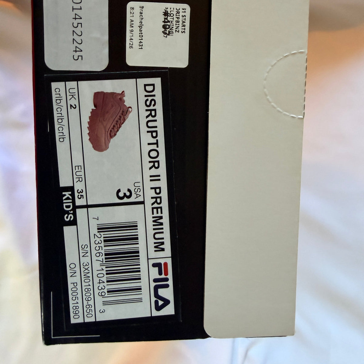 Fila Disruptor II Premium Sneakers — Pink/Coral, Kids US 3 - Vale & Row
