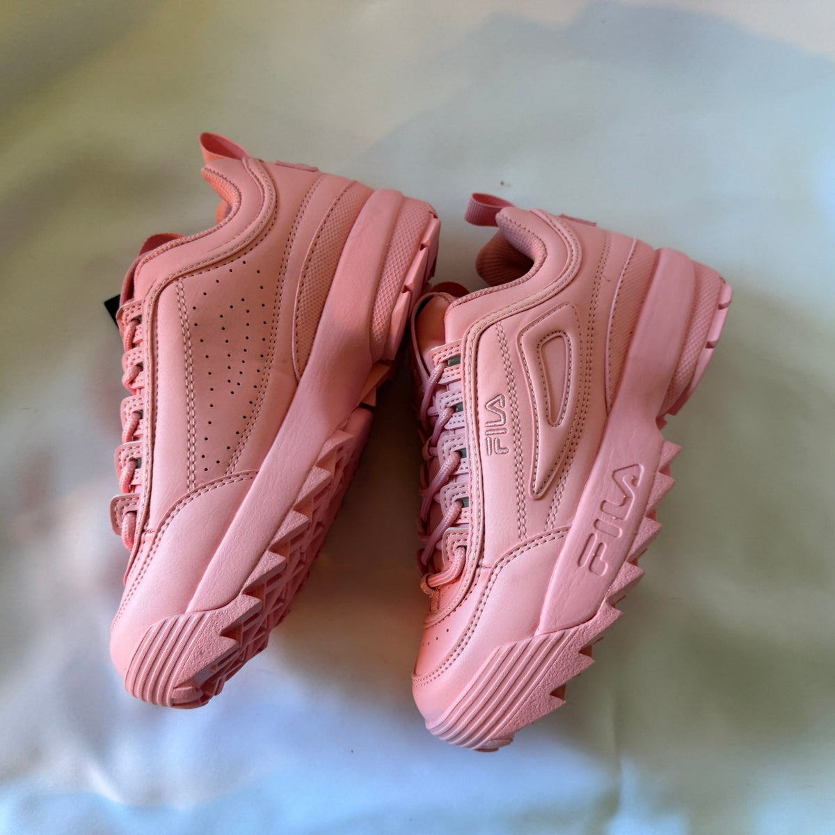 Fila Disruptor II Premium Sneakers — Pink/Coral, Kids US 3 - Vale & Row