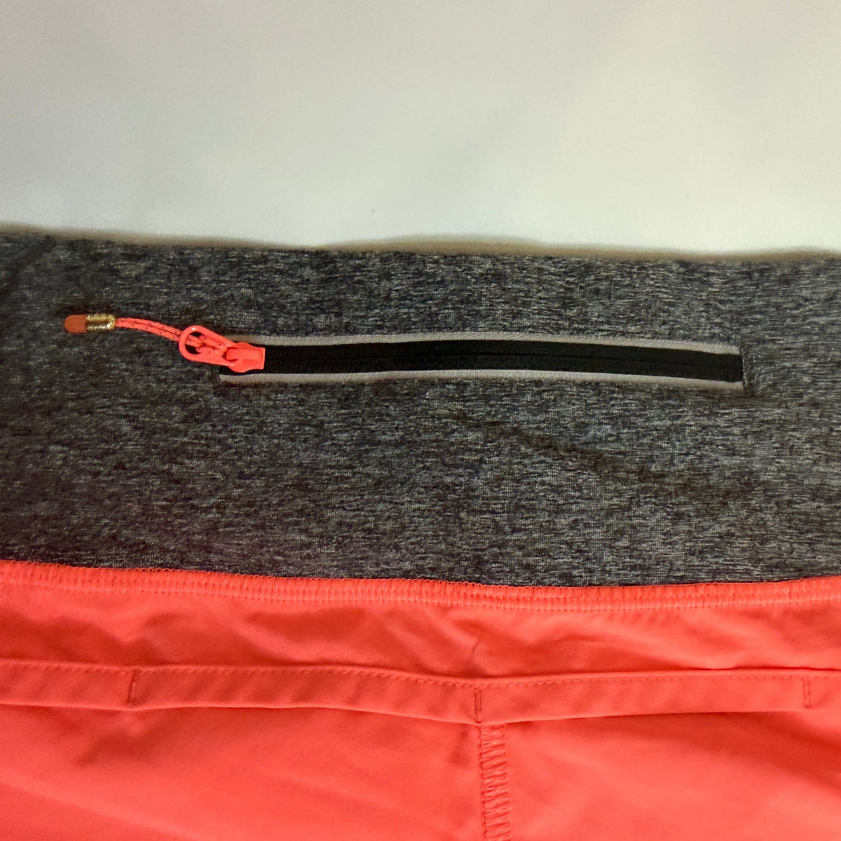Lululemon Color-Block Running Shorts with Zip Pocket — Coral/Orange - Vale & Row
