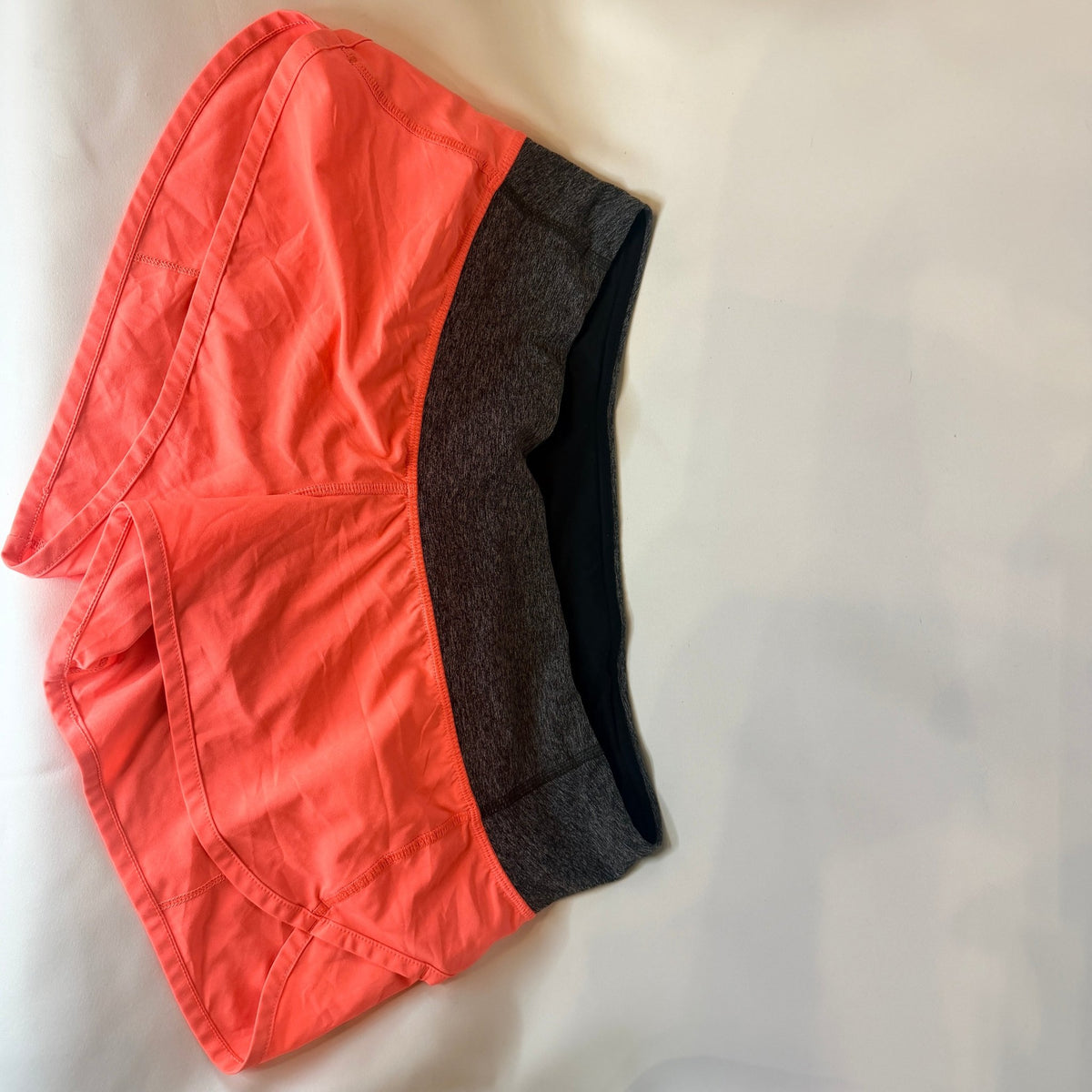 Lululemon Color-Block Running Shorts with Zip Pocket — Coral/Orange - Vale & Row