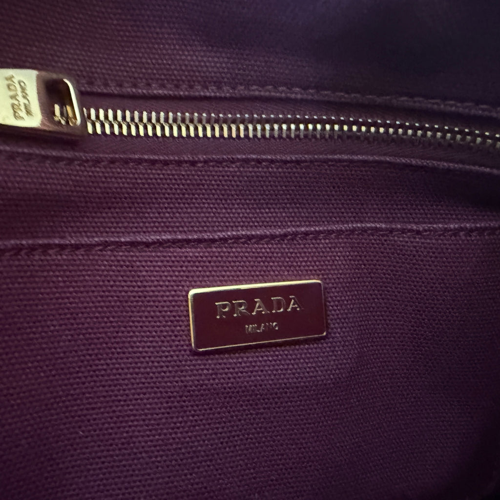 Prada Canapa Logo Canvas Bicolor Small Tote - Vale & Row