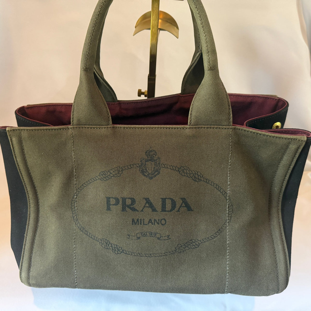 Prada Canapa Logo Canvas Bicolor Small Tote - Vale & Row