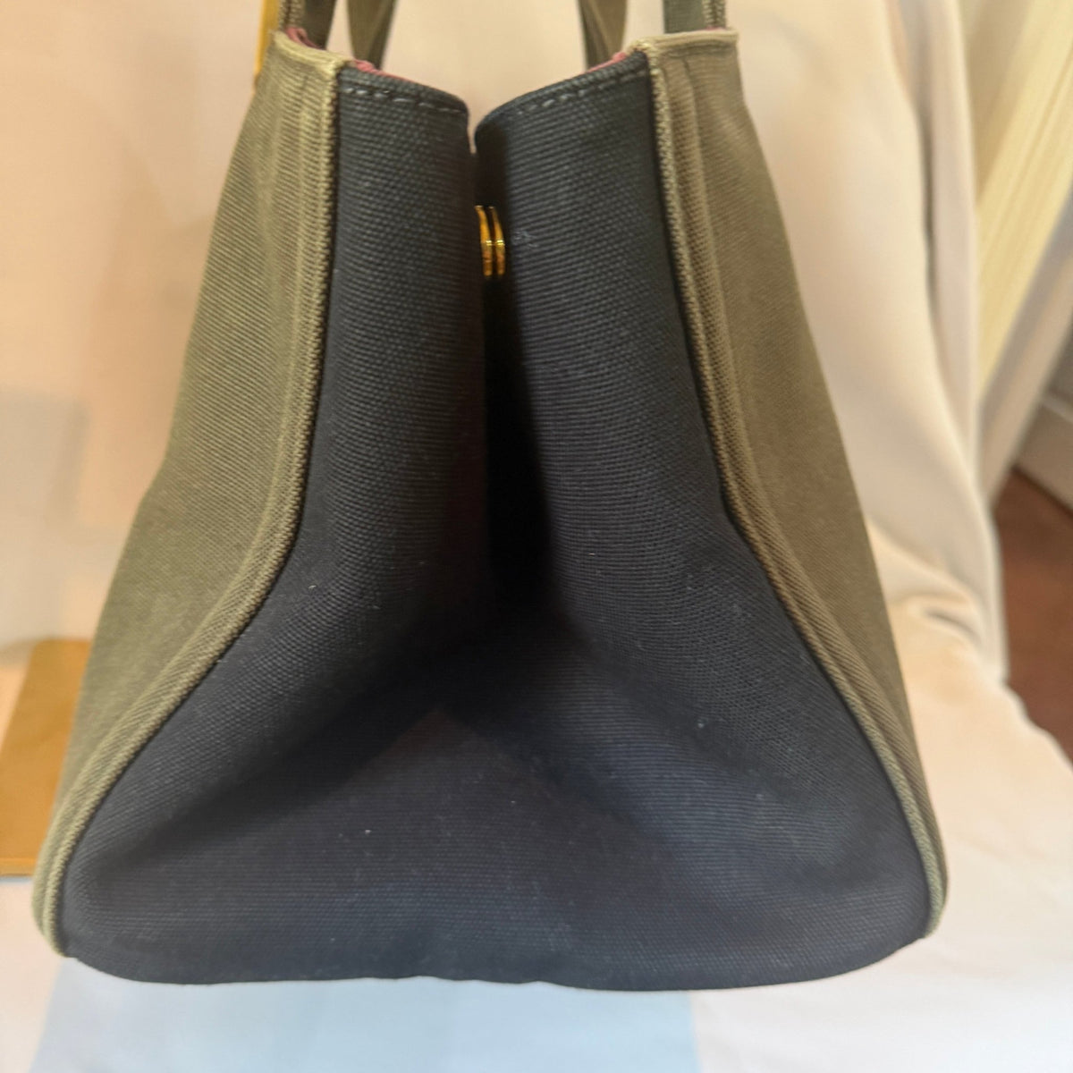 Prada Canapa Logo Canvas Bicolor Small Tote - Vale & Row
