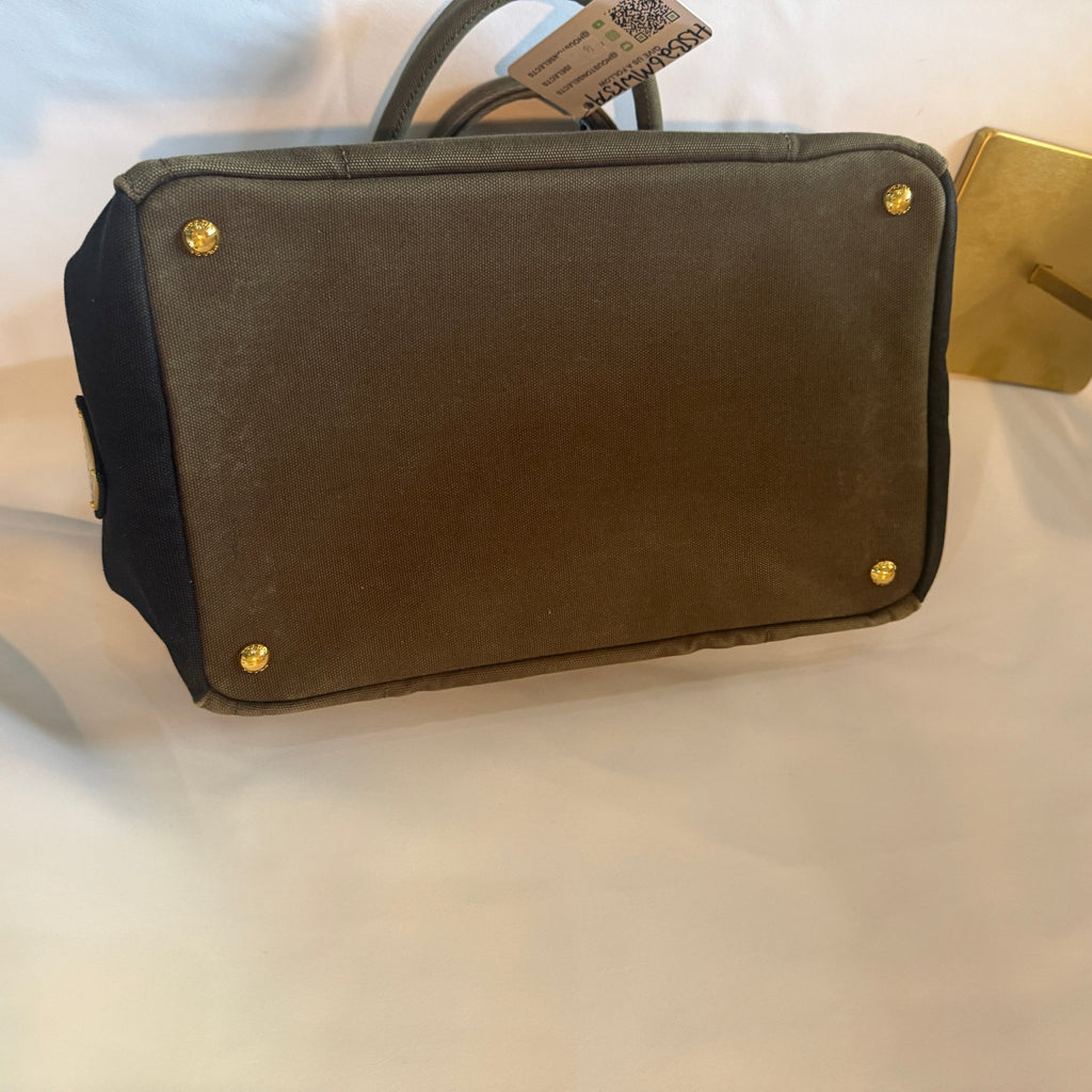 Prada Canapa Logo Canvas Bicolor Small Tote - Vale & Row