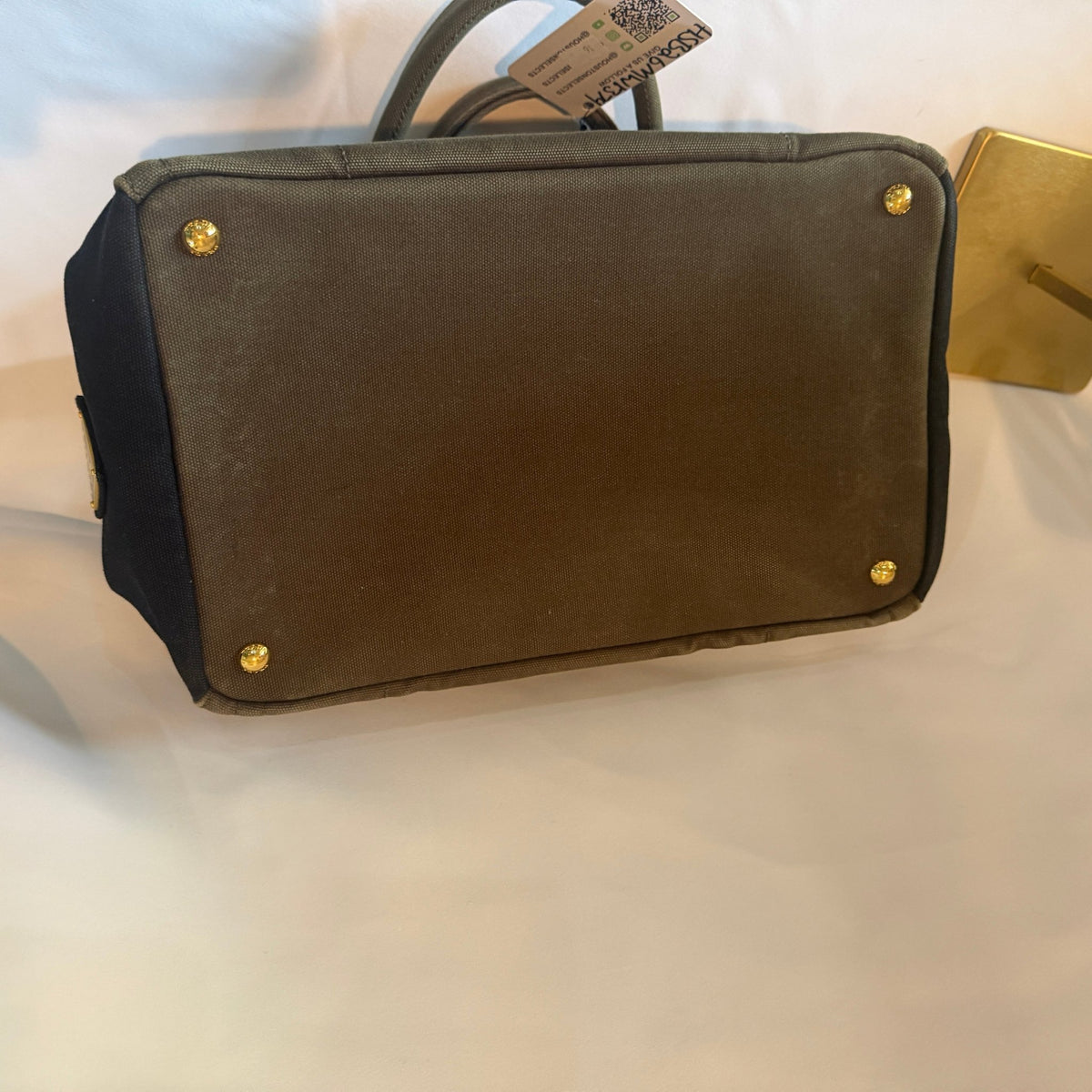 Prada Canapa Logo Canvas Bicolor Small Tote - Vale & Row