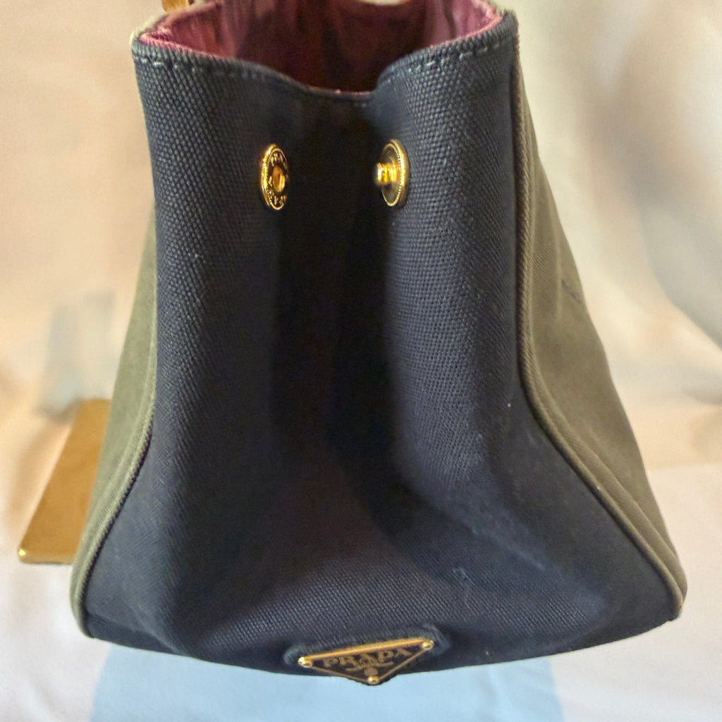 Prada Canapa Logo Canvas Bicolor Small Tote - Vale & Row