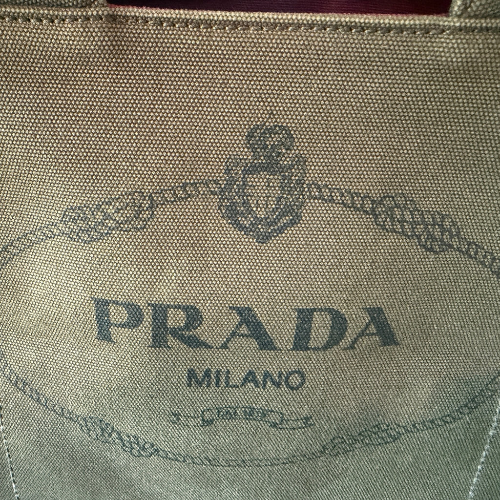Prada Canapa Logo Canvas Bicolor Small Tote - Vale & Row