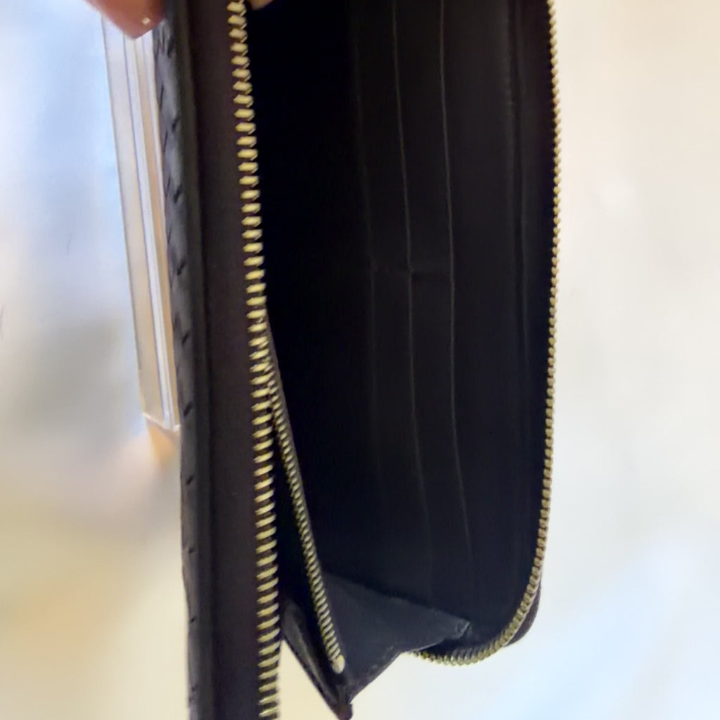 Bottega Veneta Intrecciato Zip-Around Wallet — Dark Brown