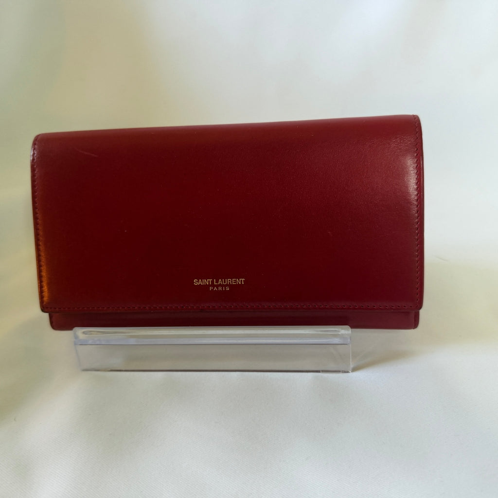 Saint Laurent Classic Marquage Continental Flap Wallet— Red Leather - Vale & Row