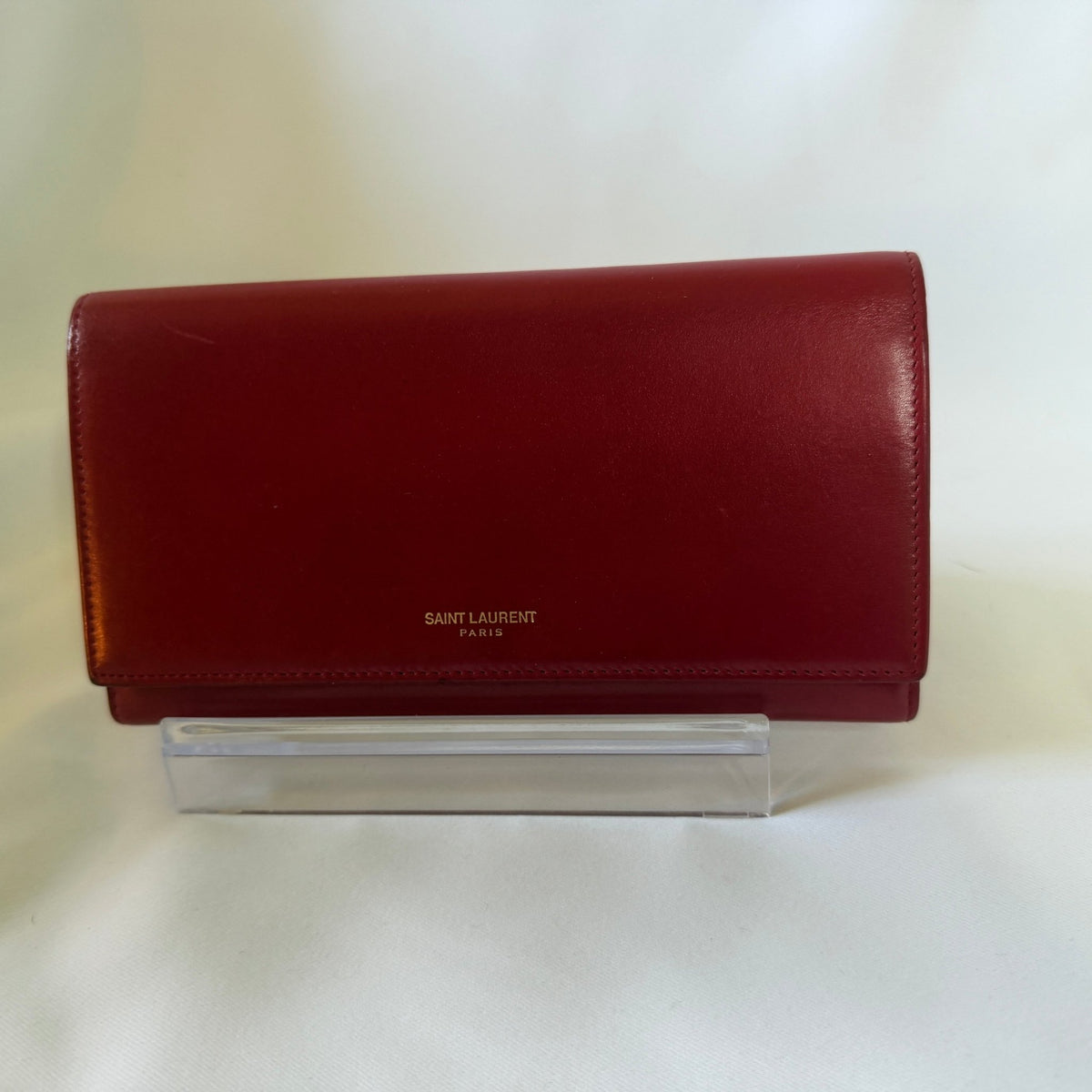 Saint Laurent Classic Marquage Continental Flap Wallet— Red Leather - Vale & Row