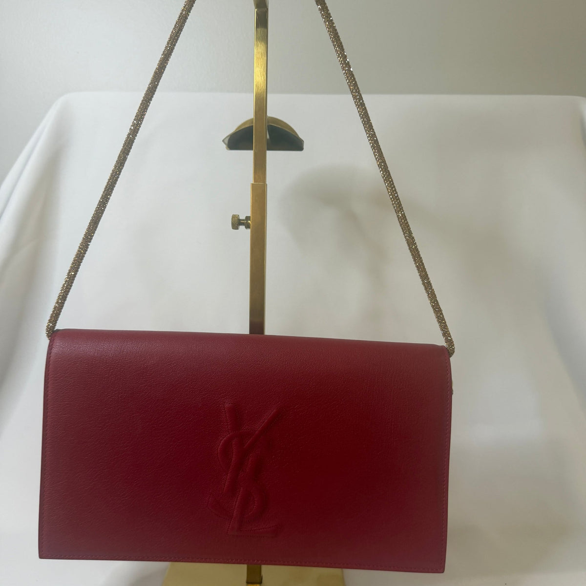 Women's Saint Laurent YSL Belle de Jour Leather Clutch with chain and interior protector - Vale & Row