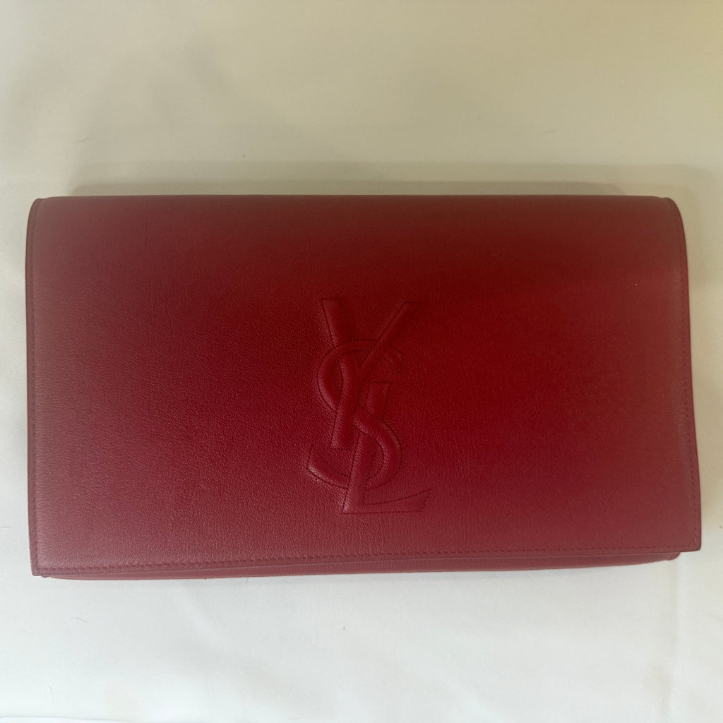 Women's Saint Laurent YSL Belle de Jour Leather Clutch with chain and interior protector - Vale & Row