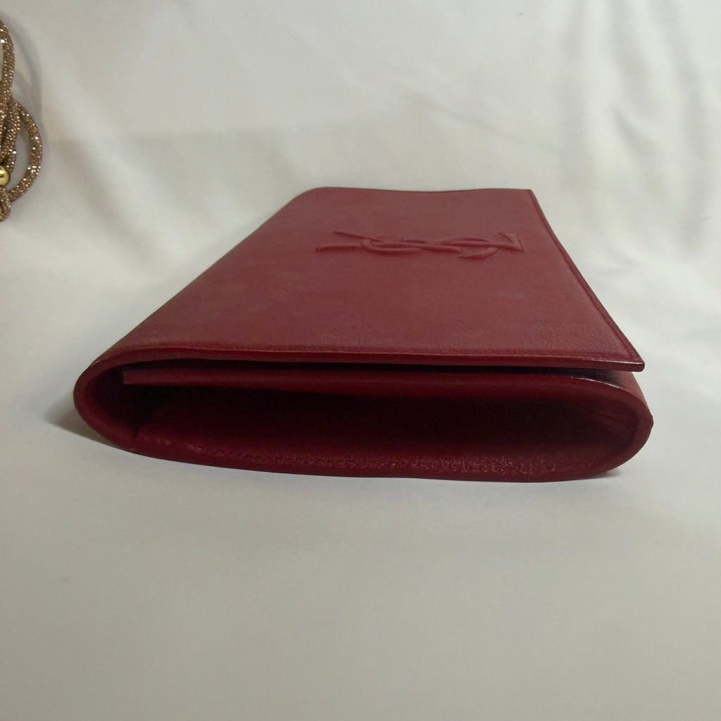 Women's Saint Laurent YSL Belle de Jour Leather Clutch with chain and interior protector - Vale & Row